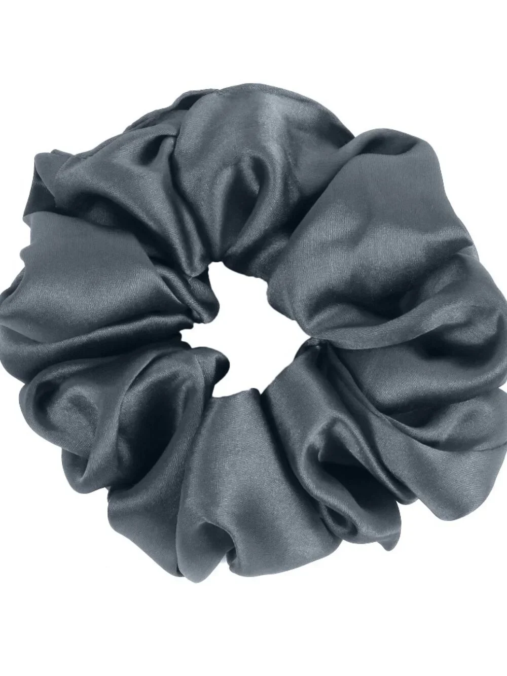 5 Pack Satin Scrunchies Hair Ties Set – Emerald, Black, White, light purple Gray